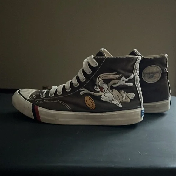 PRO Keds Canvas High Tops Bugs Bunny Blue Heel Tag Mens 9 1/2 Looney Tunes 1993 - Picture 11 of 14